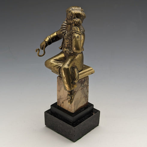 古董 Ormolu 和大理石男孩雕像懷錶架展示架