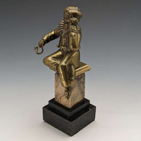 Antique Ormolu & Marble Boy Figurine Pocket Watch Holder Display Stand