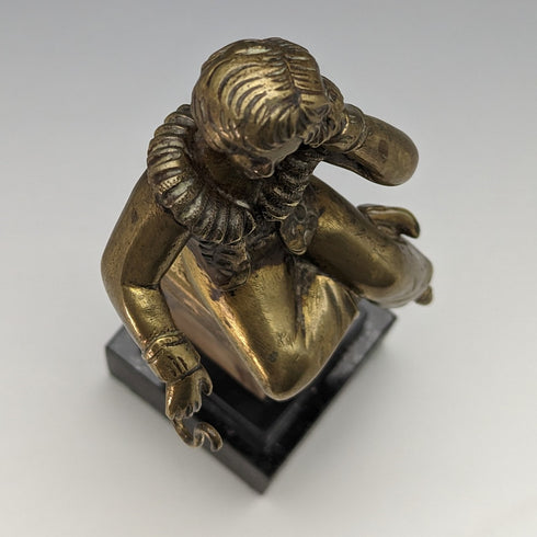 古董 Ormolu 和大理石男孩雕像懷錶架展示架