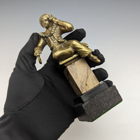 古董 Ormolu 和大理石男孩雕像懷錶架展示架