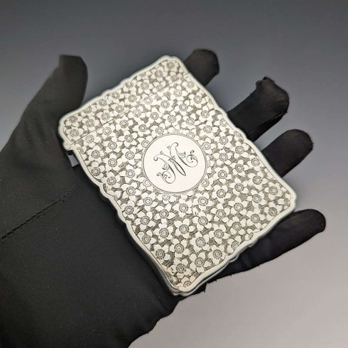1904 British Antique Sterling Silver Card Case 57g BOX GEORGE UNITE