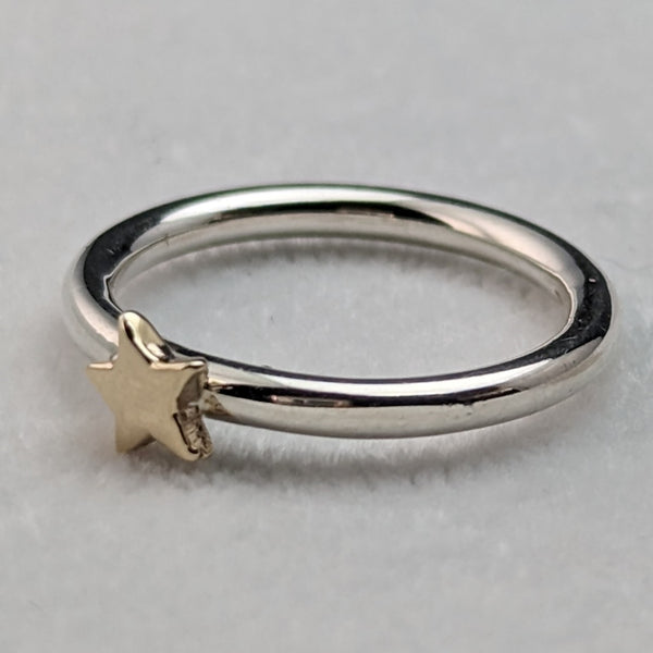British vintage jewelry 9ct gold star pure silver ring
