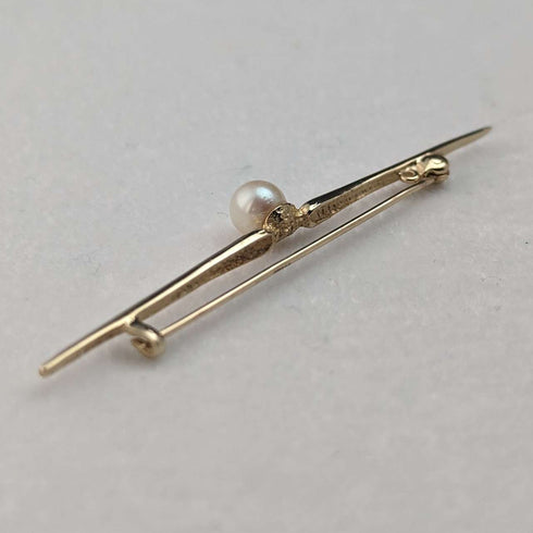 British vintage 9ct gold pearl pin brooch PMS