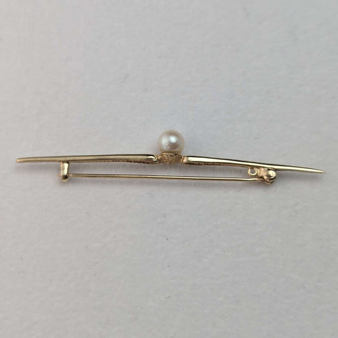 British vintage 9ct gold pearl pin brooch PMS