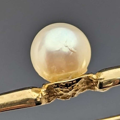 British vintage 9ct gold pearl pin brooch PMS