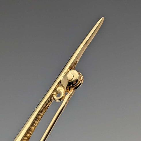 British vintage 9ct gold pearl pin brooch PMS