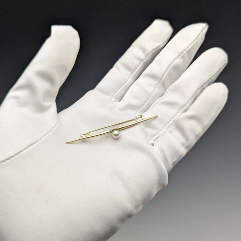 British vintage 9ct gold pearl pin brooch PMS