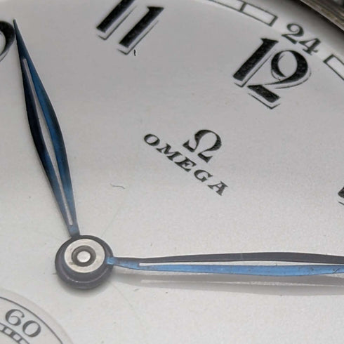 circa 1939 vintage omega pocket watch silver plated open face working fine