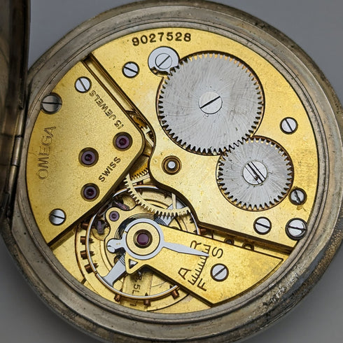 1939年頃 ヴィンテージ オメガ 懐中時計 シルバープレート オープンフェース 動作良好