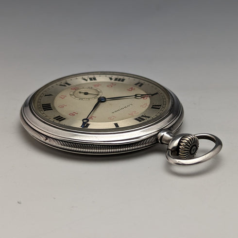 1916年頃 アンティーク ロンジン 懐中時計 薄型銀側オープンフェース 動作良好