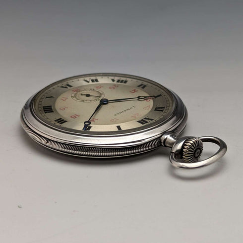 Around 1916 Antique Longines pocket watch thin silver side open face works well