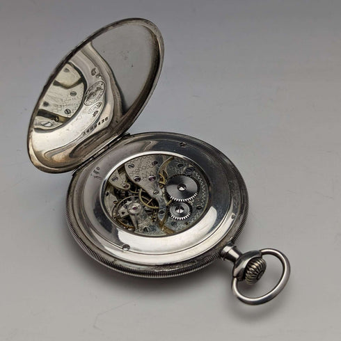 Around 1916 Antique Longines pocket watch thin silver side open face works well