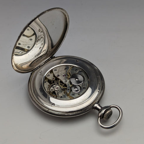 1916年頃 アンティーク ロンジン 懐中時計 薄型銀側オープンフェース 動作良好