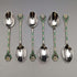 1938 British vintage enamel decorated sterling silver teaspoon set of 6 in a case MAPPIN and WEBB