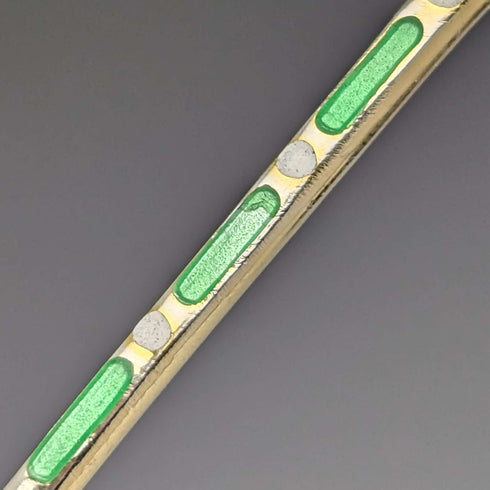1938 British vintage enamel decorated sterling silver teaspoon set of 6 in a case MAPPIN and WEBB