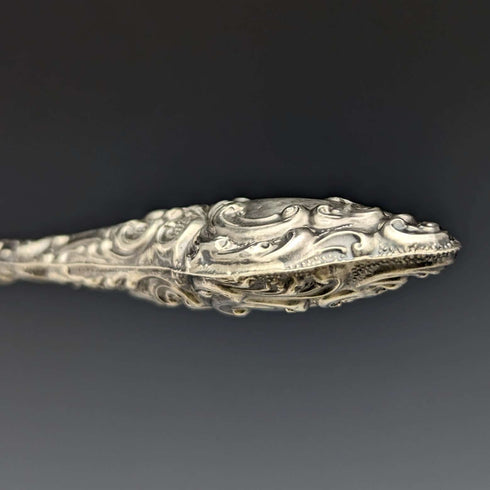 1913 British Antique Pure Silver Handle Shoehorn Button Hook Set in Case J & R Griffin