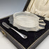 1930s British Vintage Pure Silver & Glass Inner Butter Dish in Case