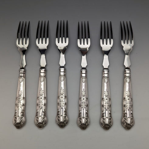 1973年 英国ヴィンテージ 純銀製ハンドル カトラリー6ペアセット 箱入り Harrison Brothers