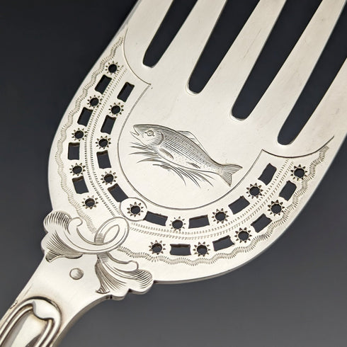 19世紀後半 英国アンティーク シルバープレート製 フィッシュサーバーセット BOX入 Levesley Brothers