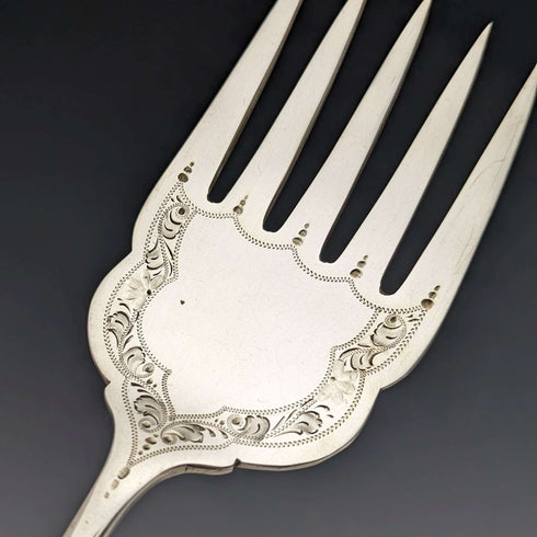 Around 1910 British antique silver plate fish server set in box Levesley Brothers