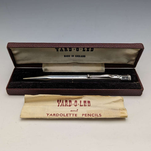 1955 British Vintage Yard O Red Sterling Silver Hexagon Propulsion Pencil Case