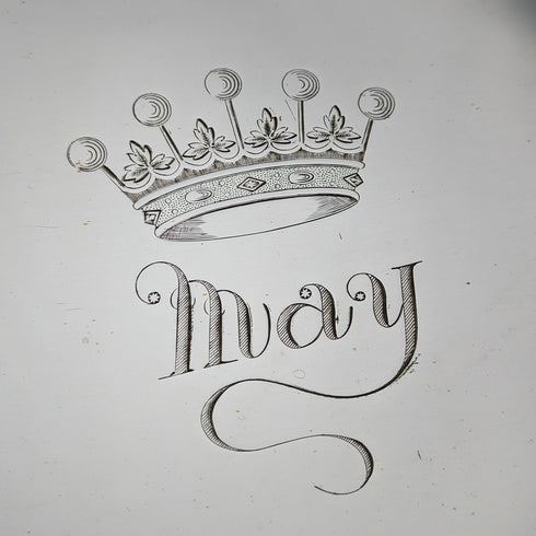 1896年 英国アンティーク 純銀 角型ドレッシングテーブルトレイ 666g Florence Warden