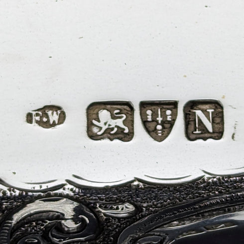 1896年 英国アンティーク 純銀 角型ドレッシングテーブルトレイ 666g Florence Warden