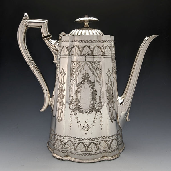 1885 British Antique Britannia Metal Coffee Server William Tyler