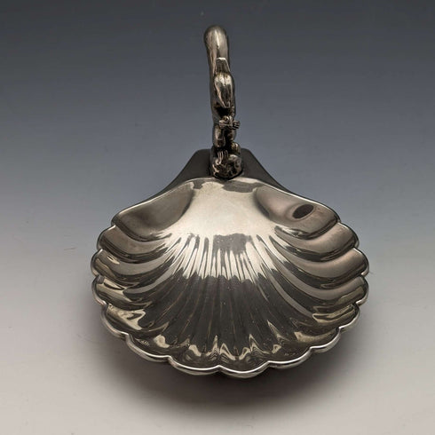 British Vintage Silver Plated Squirrel Decorated Shell Nut Dish