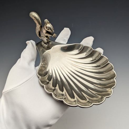 British Vintage Silver Plated Squirrel Decorated Shell Nut Dish