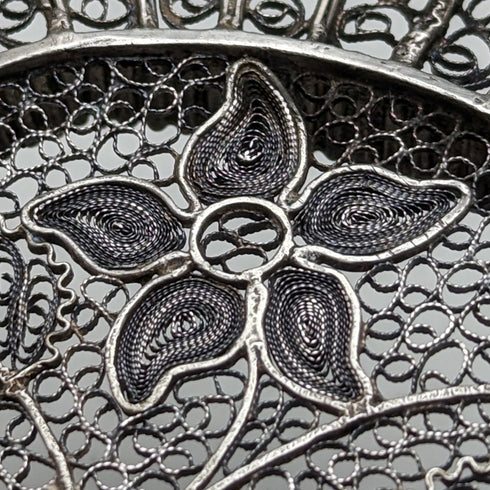 Circa 1900 Antique Silver Flower Filigree Tray