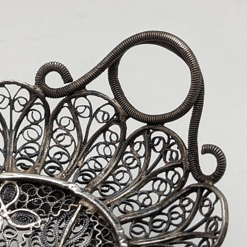 Circa 1900 Antique Silver Flower Filigree Tray