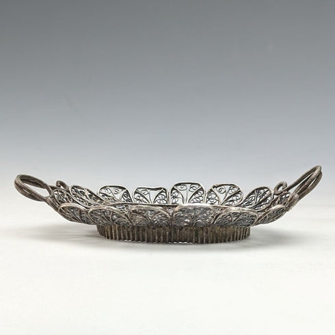 Circa 1900 Antique Silver Flower Filigree Tray
