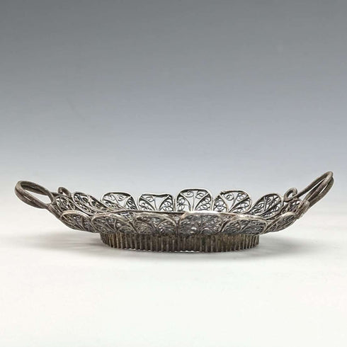 Circa 1900 Antique Silver Flower Filigree Tray