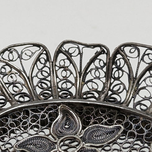 Circa 1900 Antique Silver Flower Filigree Tray