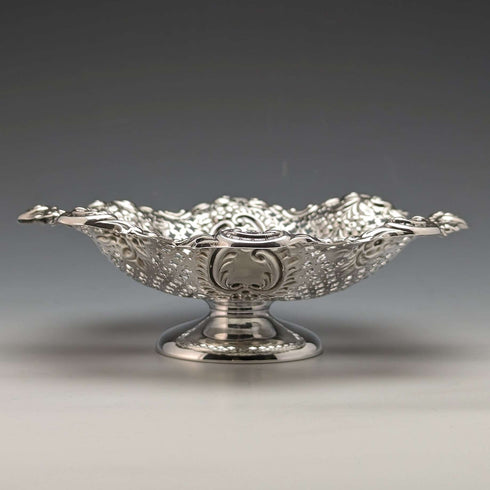 1897 British Antique Sterling Silver Earring Decoration Bowl with Legs Large and Small Pair Total 340g MAPPIN BROS