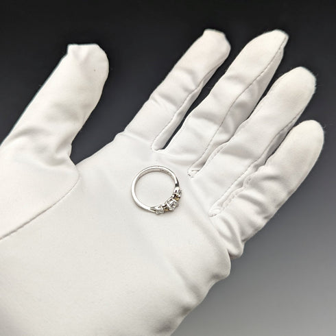 英国ヴィンテージジュエリー キュービックジルコニア 純銀&9ctゴールドリング 指輪