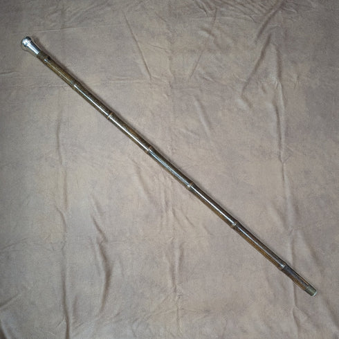 1918年 英國古董 紳士用手杖 竹軸 純銀製 圓形手把 91cm