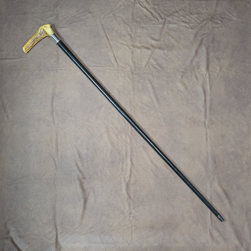 1889年 英國古董 紳士用手杖 鹿角拐杖把手 91cm