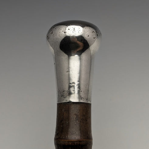 1918年 英國古董 紳士用手杖 竹軸 純銀製 圓形手把 91cm
