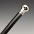 1922 British antique gentleman's walking stick, black shaft, pure silver, round handle, 92cm