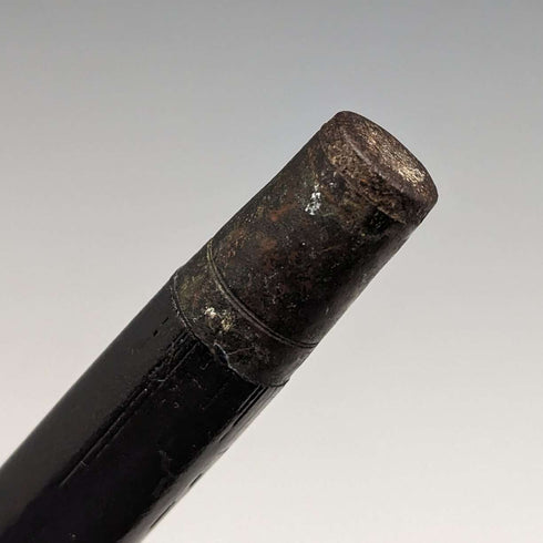 1922 British antique gentleman's walking stick, black shaft, pure silver, round handle, 92cm
