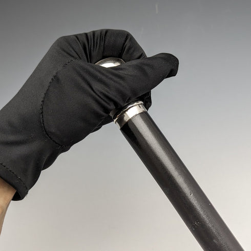 1922年 英國古董 紳士用手杖 黑色杖身 純銀 圓形手把 92cm