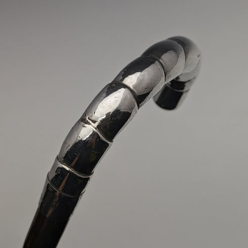 1910年左右 英國古董 細身手杖 純銀彎曲手柄 86cm