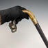 Around 1900 British antique gentleman's walking stick with owl decoration, curved horn handle 90cm