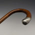 1922 British antique gentleman's walking stick brown stem sterling silver embossed decoration curved handle 90cm