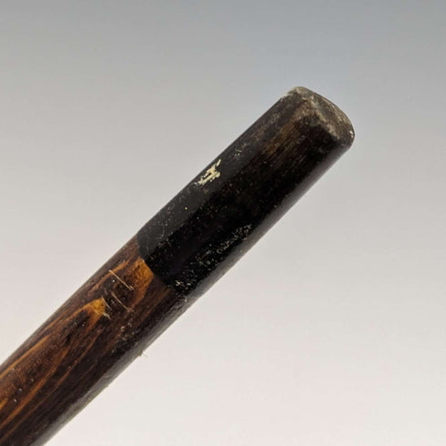 1922 British antique gentleman's walking stick brown stem sterling silver embossed decoration curved handle 90cm