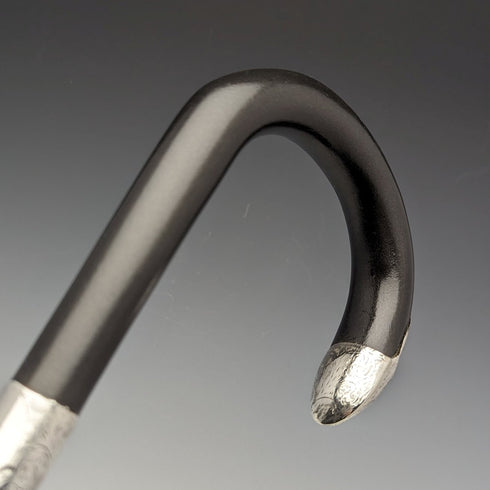 1923年 英國古董 紳士用手杖 黑軸 純銀裝飾手柄 93cm