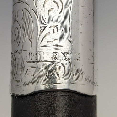 1923年 英國古董 紳士用手杖 黑軸 純銀裝飾手柄 93cm