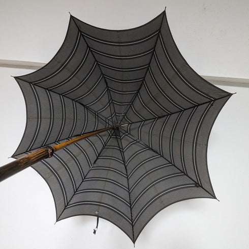 1932年 英國復古 紳士用雨傘 織紋 純銀製 圓形手柄 87cm